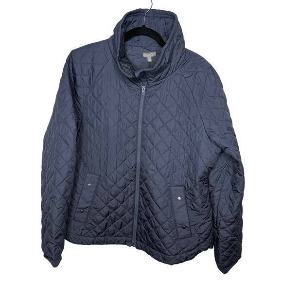 NWT T. by Talbots Womens Blue Quilted Jacket Size PXL - Picture 1 of 8